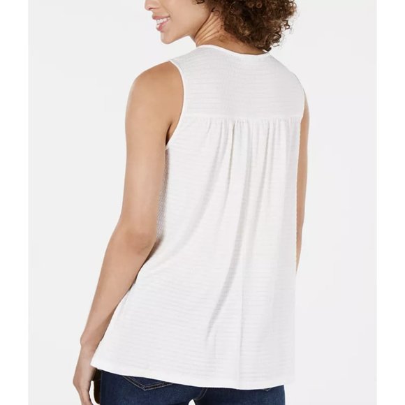 MSRP $44.50 Style & Co Embroidered-Yoke Ruffle-Trim Top Size Large - Picture 2 of 4